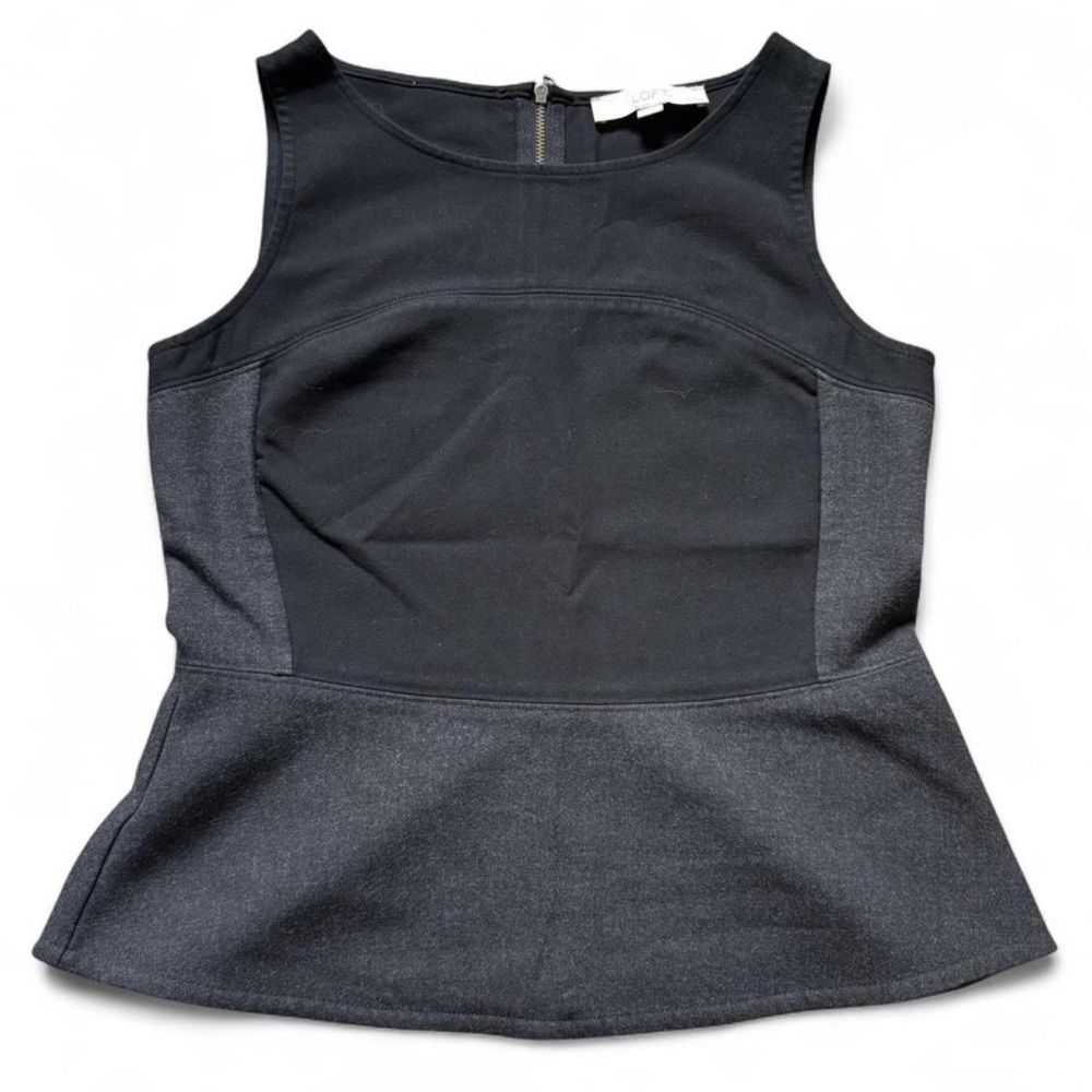 LOFT Black and Gray peplum Tank Top